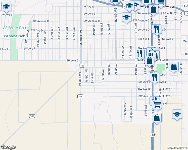 map of restaurants, bars, coffee shops, grocery stores, and more near 902 Southwest 9th Street in Seminole