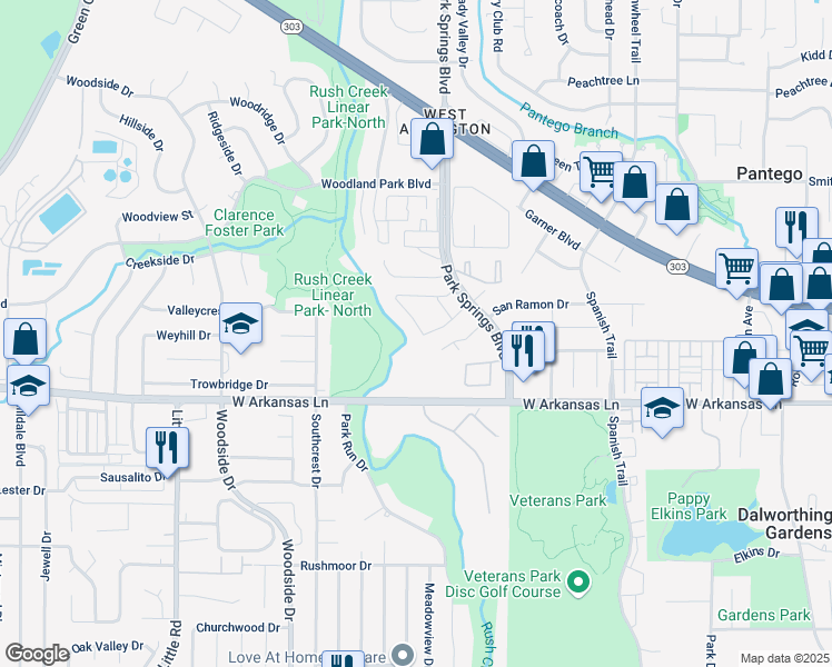map of restaurants, bars, coffee shops, grocery stores, and more near 4027 Hamilton Circle in Arlington