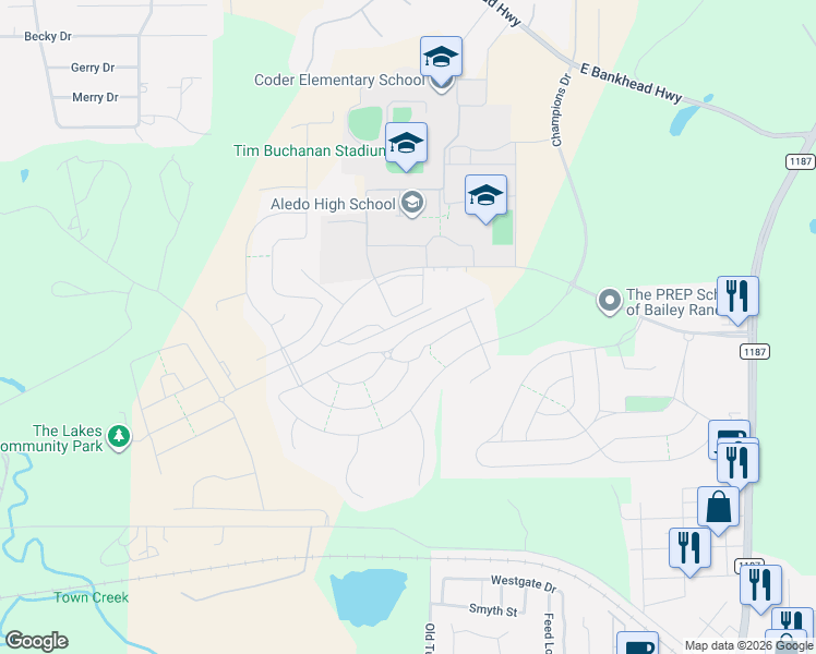 map of restaurants, bars, coffee shops, grocery stores, and more near 692 Lookout Point Avenue in Aledo