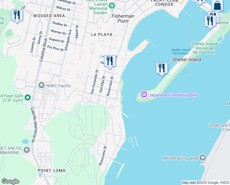 map of restaurants, bars, coffee shops, grocery stores, and more near 2915 Lawrence Street in San Diego