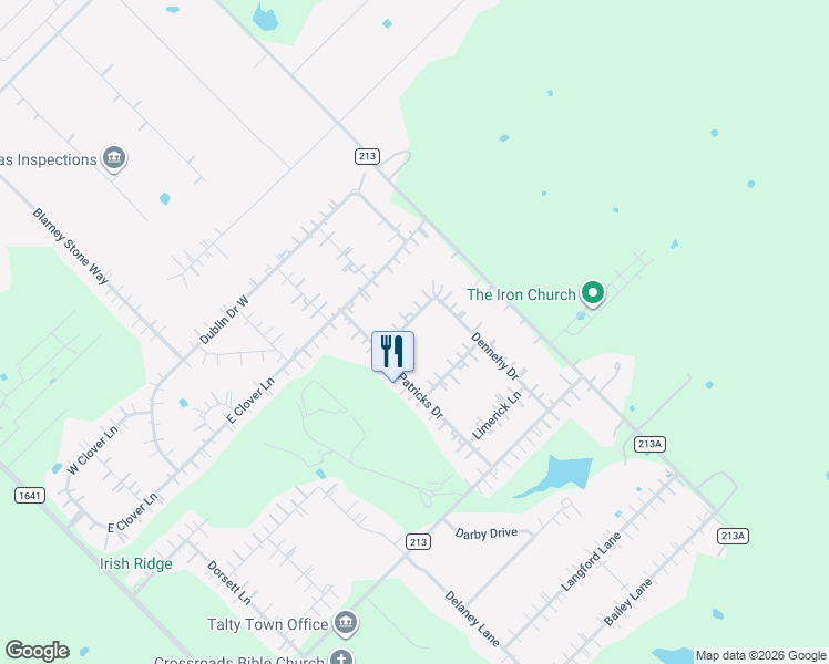 map of restaurants, bars, coffee shops, grocery stores, and more near 14066 Waterford Way in Forney