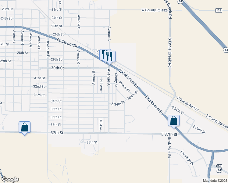 map of restaurants, bars, coffee shops, grocery stores, and more near 100-198 East 33rd Street in Snyder