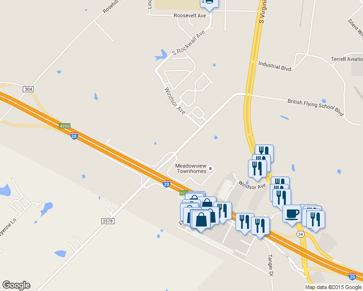 map of restaurants, bars, coffee shops, grocery stores, and more near 350 Farm to Market 2578 in Terrell