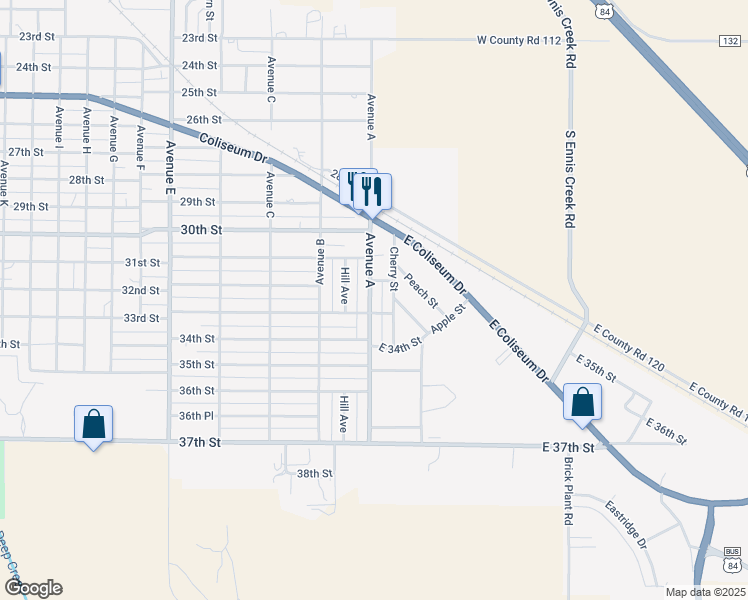 map of restaurants, bars, coffee shops, grocery stores, and more near 100-198 East 33rd Street in Snyder