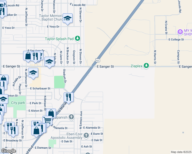 map of restaurants, bars, coffee shops, grocery stores, and more near 1000 North Marland Boulevard in Hobbs