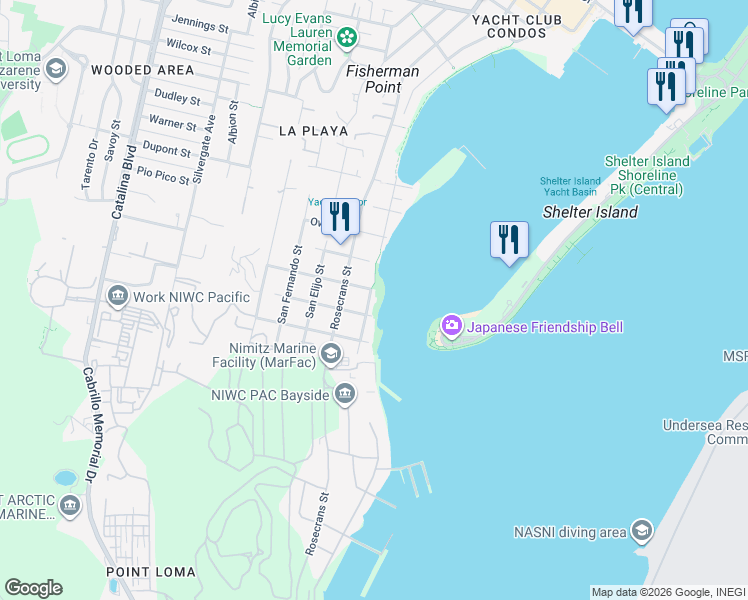 map of restaurants, bars, coffee shops, grocery stores, and more near 2914 McCall Street in San Diego
