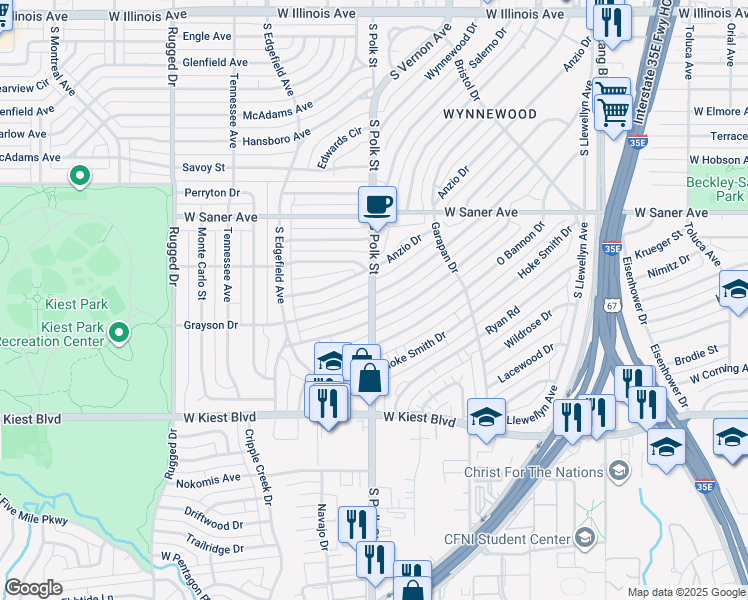 map of restaurants, bars, coffee shops, grocery stores, and more near in Dallas
