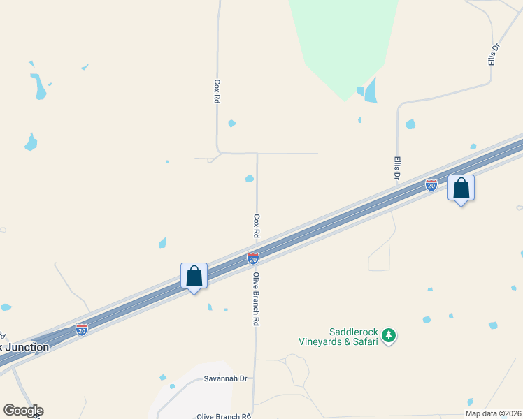 map of restaurants, bars, coffee shops, grocery stores, and more near 3001 Cox Road in Millsap