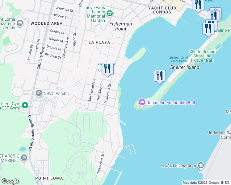 map of restaurants, bars, coffee shops, grocery stores, and more near 2914 McCall Street in San Diego