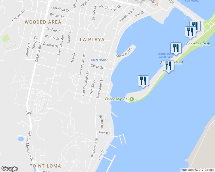 map of restaurants, bars, coffee shops, grocery stores, and more near 2914 McCall Street in San Diego