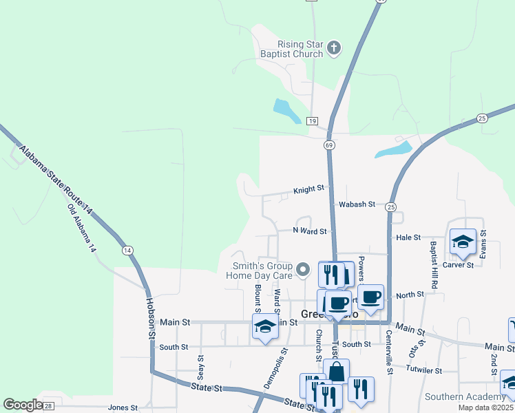 map of restaurants, bars, coffee shops, grocery stores, and more near 1408 Ward Street in Greensboro