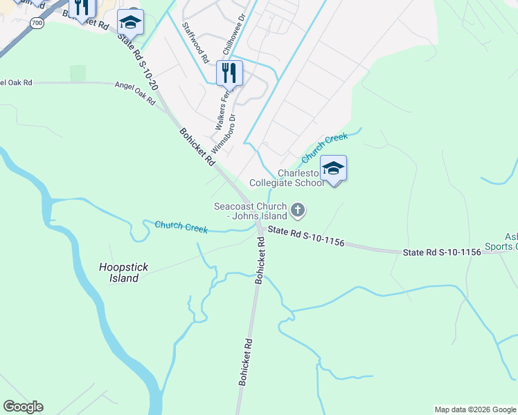 map of restaurants, bars, coffee shops, grocery stores, and more near 2037 Bohicket Road in Johns Island