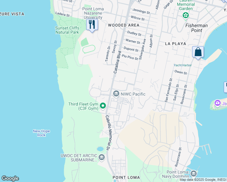 map of restaurants, bars, coffee shops, grocery stores, and more near 3791 Cedarbrae Lane in San Diego