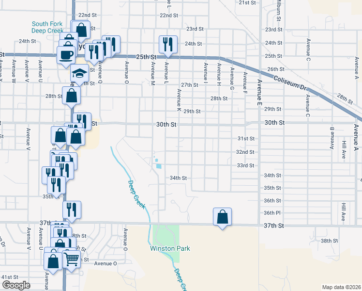 map of restaurants, bars, coffee shops, grocery stores, and more near 3101-3199 Avenue K in Snyder