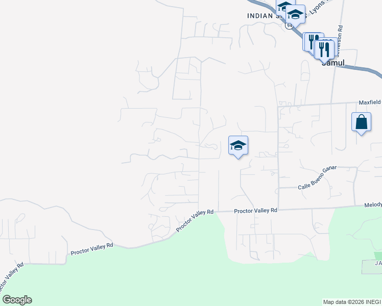 map of restaurants, bars, coffee shops, grocery stores, and more near 2920 Pioneer Way in Jamul