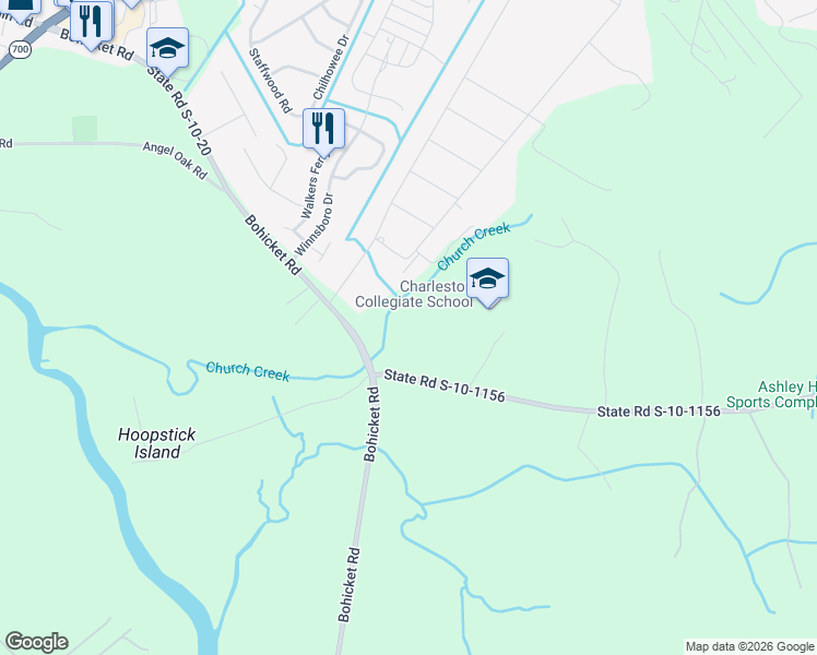 map of restaurants, bars, coffee shops, grocery stores, and more near 2043 Bohicket Road in Johns Island