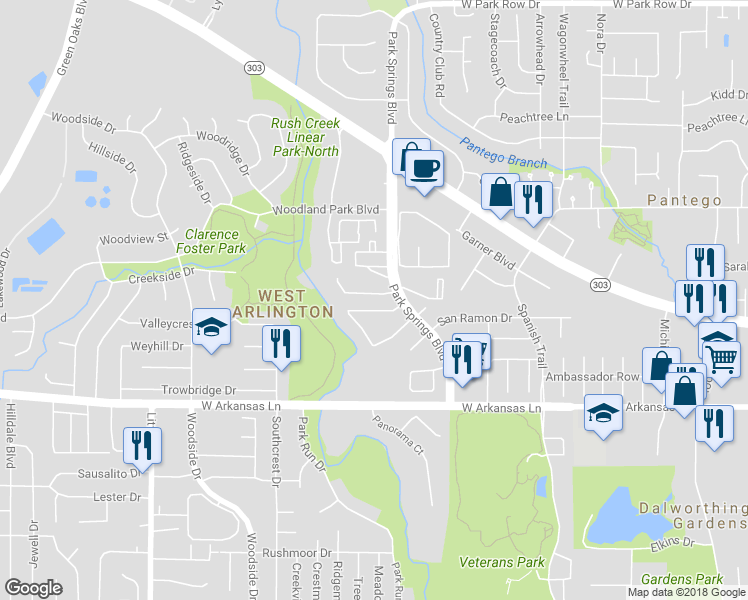map of restaurants, bars, coffee shops, grocery stores, and more near 4011 Hamilton Circle in Arlington
