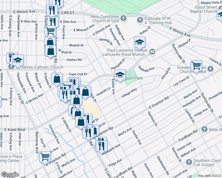 map of restaurants, bars, coffee shops, grocery stores, and more near 1927 Deer Path Drive in Dallas
