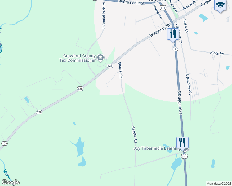 map of restaurants, bars, coffee shops, grocery stores, and more near 420 Myrtle Drive in Roberta