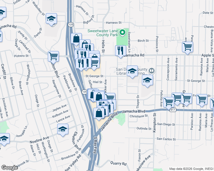 map of restaurants, bars, coffee shops, grocery stores, and more near 755 Brucker Avenue in Spring Valley