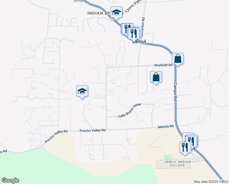 map of restaurants, bars, coffee shops, grocery stores, and more near 13915 Proctor Valley Road in Jamul