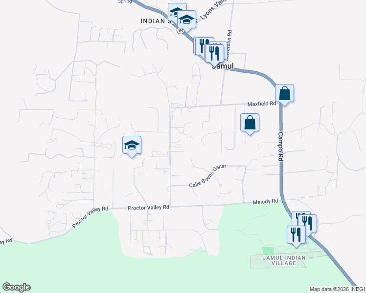 map of restaurants, bars, coffee shops, grocery stores, and more near 13915 Proctor Valley Road in Jamul