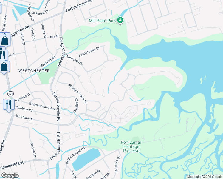 map of restaurants, bars, coffee shops, grocery stores, and more near 1277 Stiles Bee Avenue in Charleston