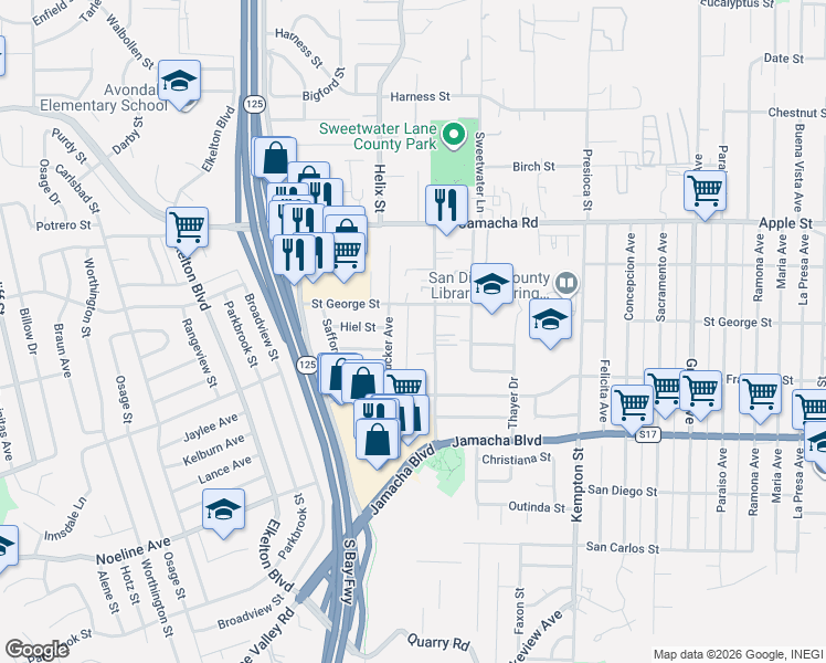 map of restaurants, bars, coffee shops, grocery stores, and more near 867 Brucker Avenue in Spring Valley