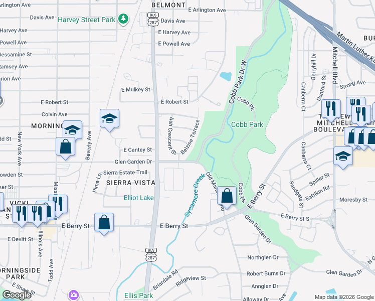map of restaurants, bars, coffee shops, grocery stores, and more near 1717 Talton Avenue in Fort Worth