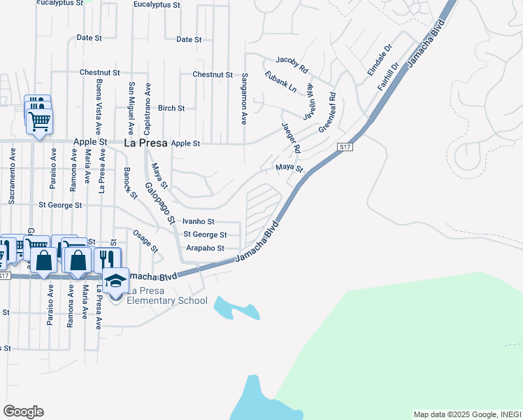 map of restaurants, bars, coffee shops, grocery stores, and more near 9902 Jamacha Boulevard in Spring Valley