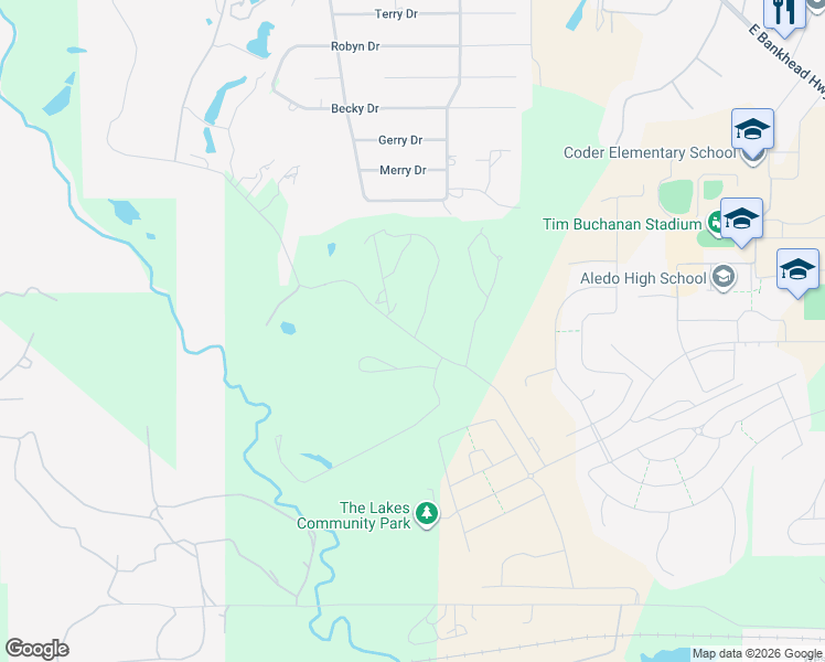 map of restaurants, bars, coffee shops, grocery stores, and more near 1500 Jenkins Road in Aledo