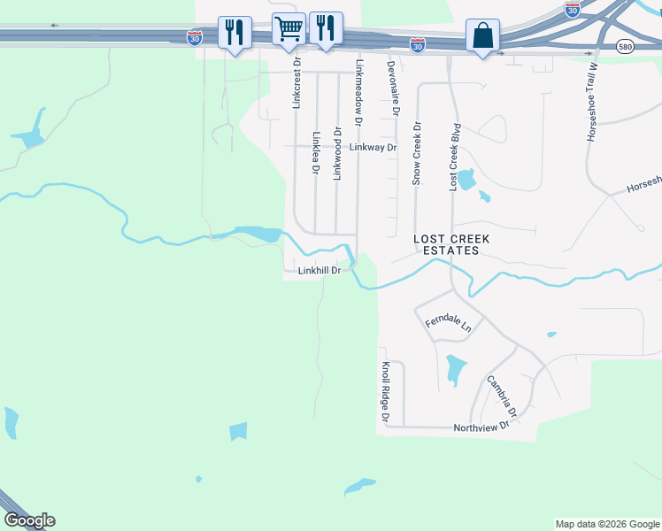 map of restaurants, bars, coffee shops, grocery stores, and more near 4200 Lea Court in Aledo