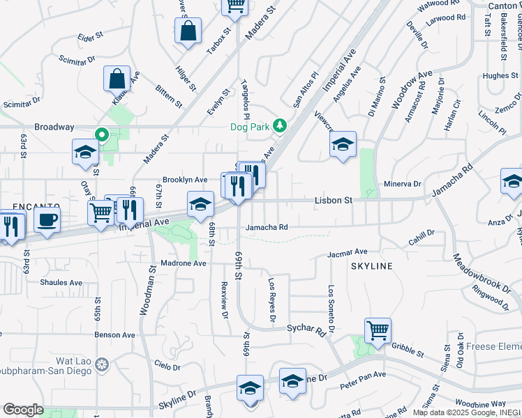 map of restaurants, bars, coffee shops, grocery stores, and more near 620 Flicker Street in San Diego