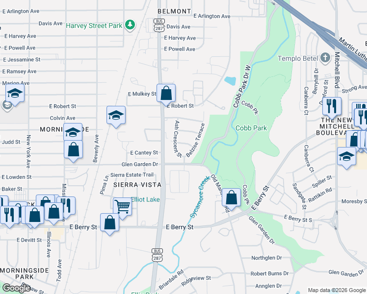 map of restaurants, bars, coffee shops, grocery stores, and more near 1717 Talton Avenue in Fort Worth