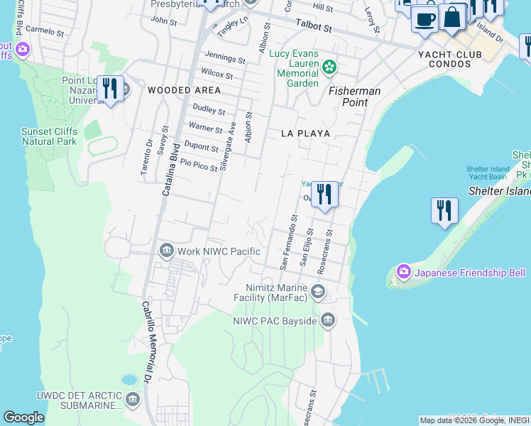 map of restaurants, bars, coffee shops, grocery stores, and more near 450-498 San Gorgonio Street in San Diego