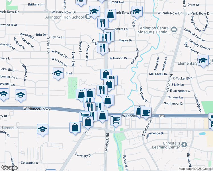 map of restaurants, bars, coffee shops, grocery stores, and more near 2001 Snooty Fox Circle in Arlington