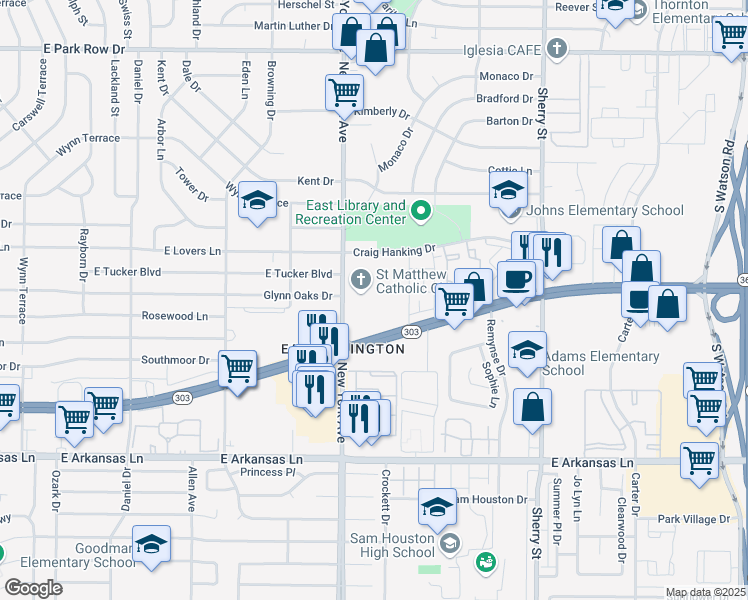 map of restaurants, bars, coffee shops, grocery stores, and more near 2021 New York Avenue in Arlington