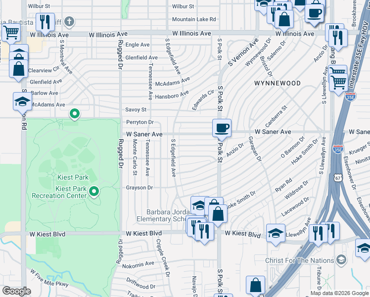 map of restaurants, bars, coffee shops, grocery stores, and more near 3222 Nicholson Drive in Dallas