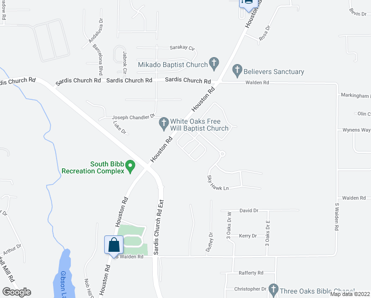 map of restaurants, bars, coffee shops, grocery stores, and more near 320 Karlee Dawn in Macon
