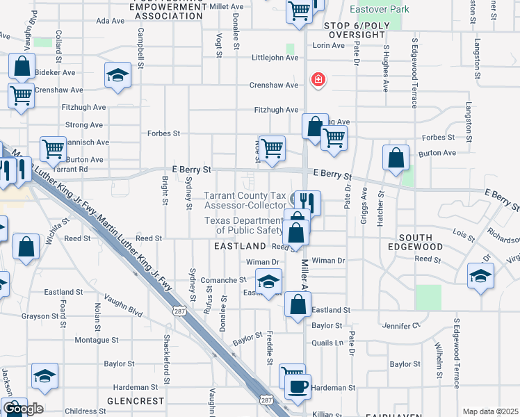 map of restaurants, bars, coffee shops, grocery stores, and more near 3226 Freddie Street in Fort Worth