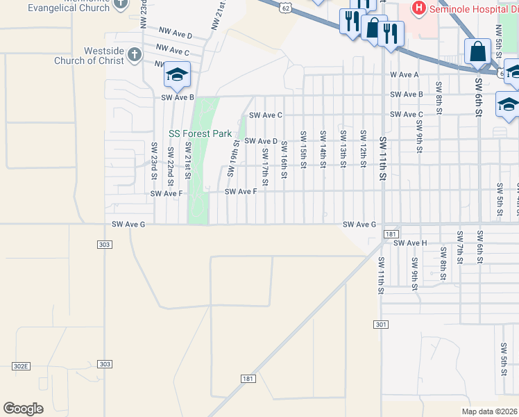 map of restaurants, bars, coffee shops, grocery stores, and more near 608 Southwest 17th Street in Seminole