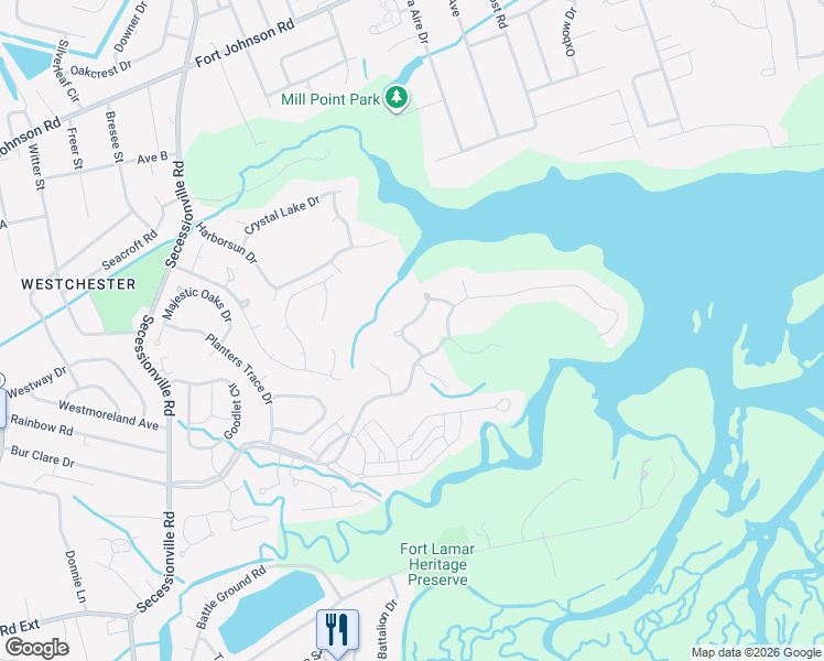 map of restaurants, bars, coffee shops, grocery stores, and more near 1374 Tidal Creek Cove in Charleston