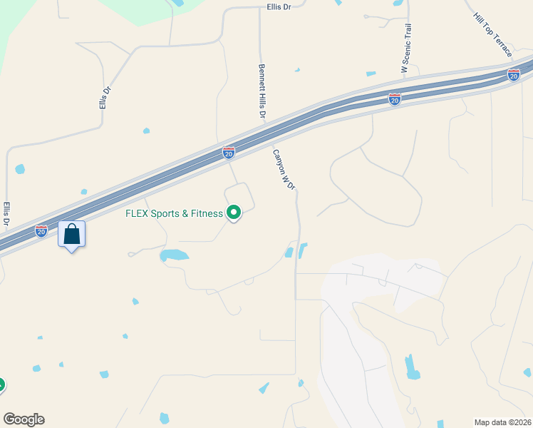 map of restaurants, bars, coffee shops, grocery stores, and more near 200 Canyon West Drive in Weatherford