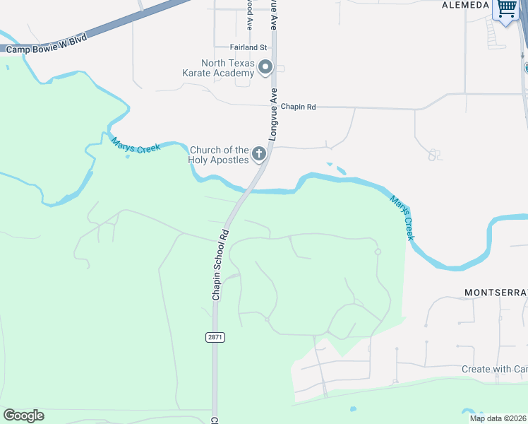map of restaurants, bars, coffee shops, grocery stores, and more near 215 Ranch to Market Road 2871 in Fort Worth