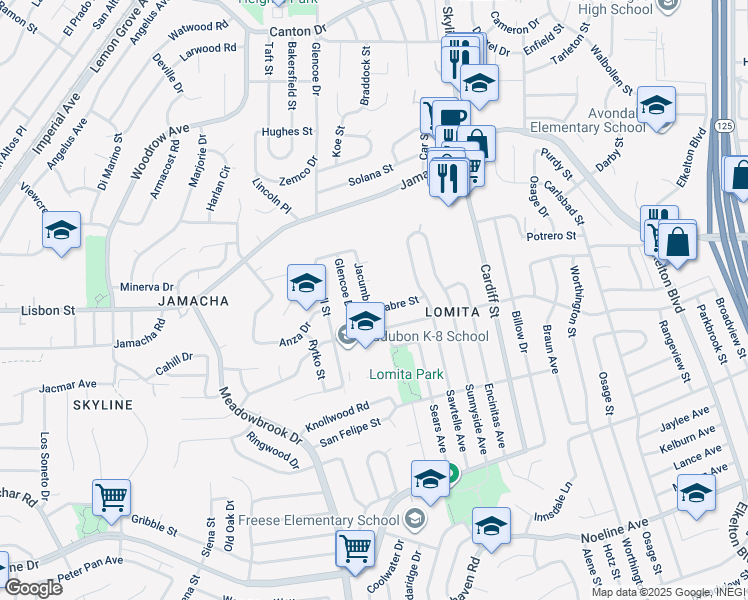 map of restaurants, bars, coffee shops, grocery stores, and more near 753 Jacumba Street in San Diego