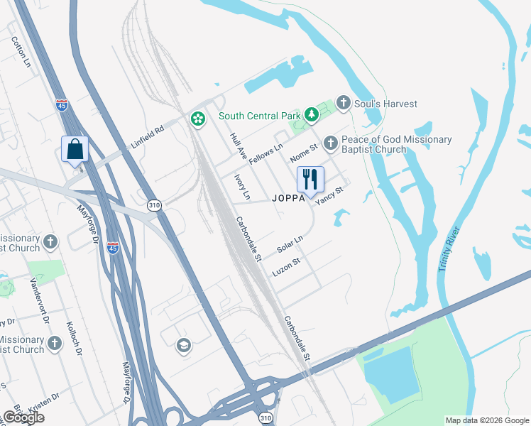 map of restaurants, bars, coffee shops, grocery stores, and more near 4532 Burma Road in Dallas
