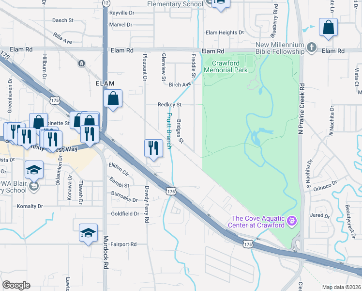 map of restaurants, bars, coffee shops, grocery stores, and more near 135 Bridges Street in Dallas
