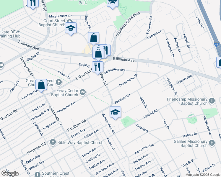 map of restaurants, bars, coffee shops, grocery stores, and more near 3014 Beauchamp Street in Dallas