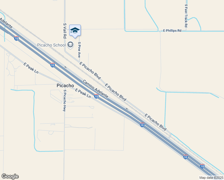 map of restaurants, bars, coffee shops, grocery stores, and more near East Picacho Boulevard in Picacho