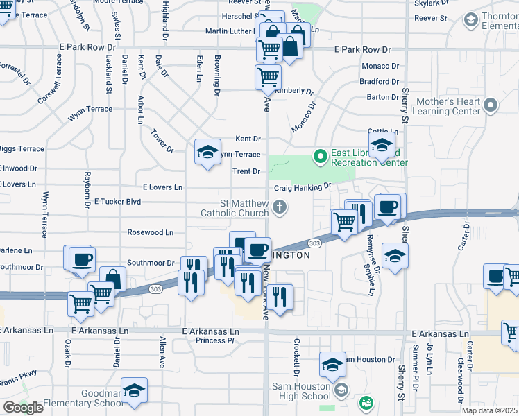 map of restaurants, bars, coffee shops, grocery stores, and more near 1808 Glynn Oaks Drive in Arlington
